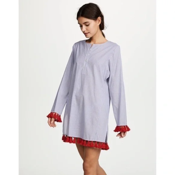 Tory Burch | Tops | Tory Burch Blue Red Sandy Striped Tassel